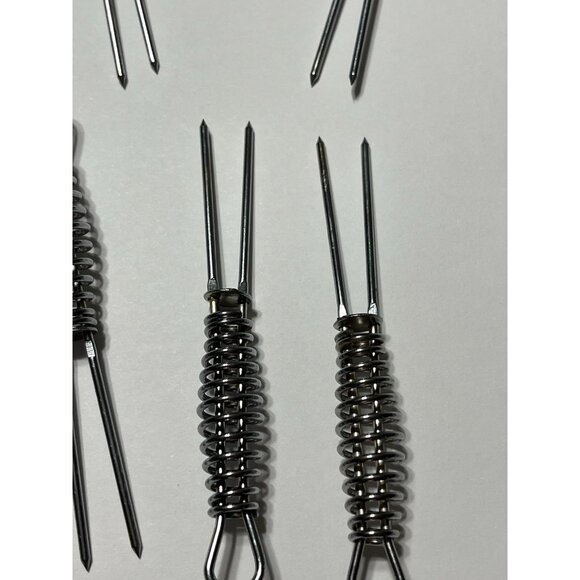 Lot of 12 Corn Cob Holders Skewers Stainless Steel Spiral Handle Forks Vintage - Picture 8 of 11